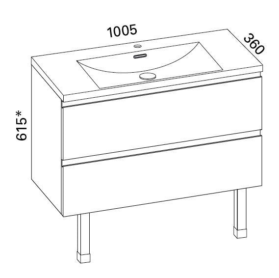 Otsoson AALTO PLUS kylpyhuoneryhmä 1000, mittakuva