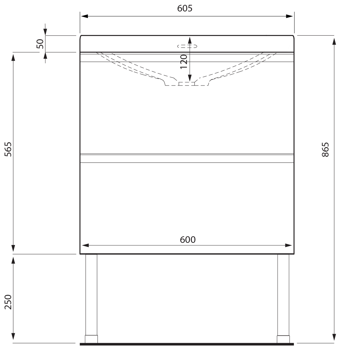 Otsoson AALTO PLUS kylpyhuoneryhmä 600, mittakuva