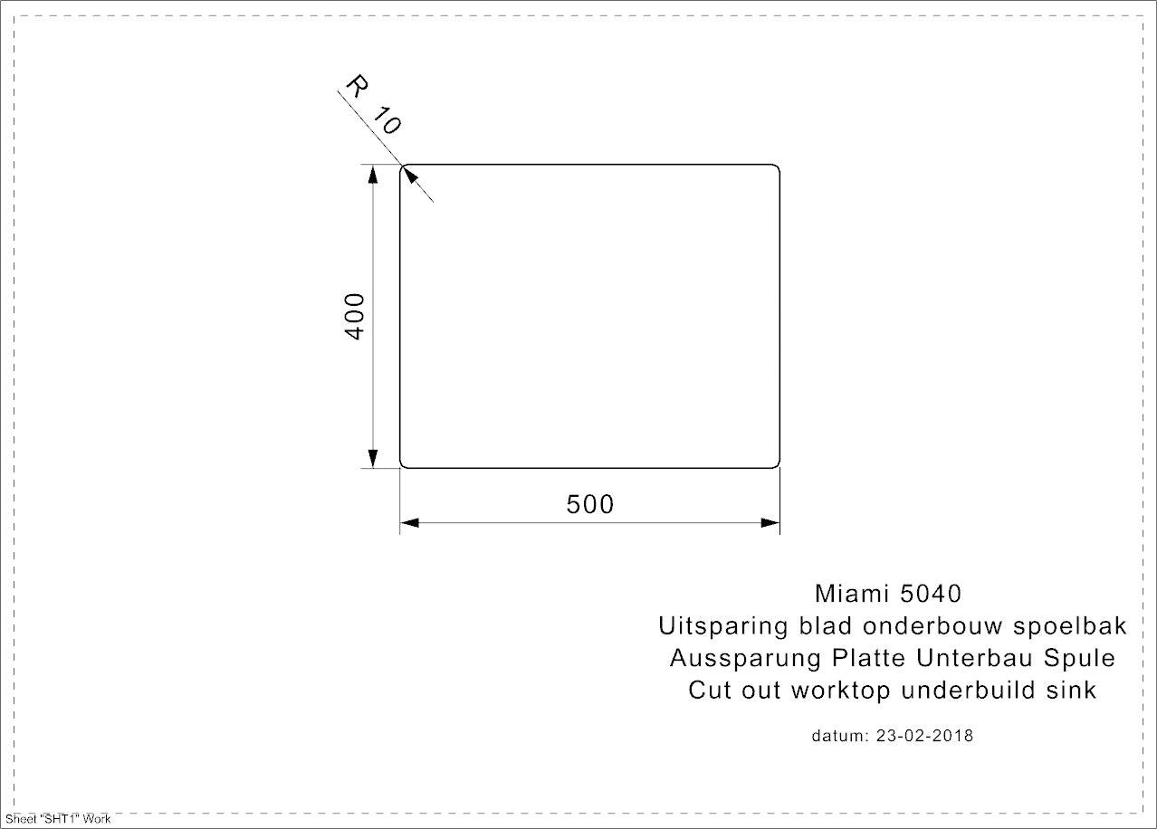 Otsoson Miami keittiöallas, mittakuva alta kiinnitysaukko