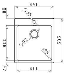 Otsoson SPACE 50 keittiöallas, mittakuva
