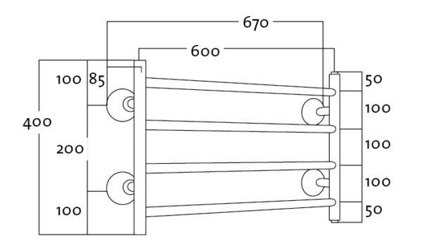 REJ Design Largo BTH 60404 pyyhekuivain, mittakuva