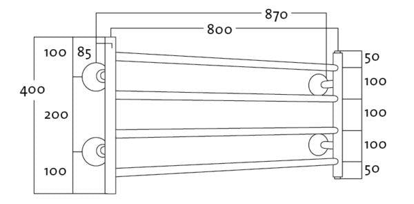 REJ Design Largo BTH 80404 pyyhekuivain, mittakuva