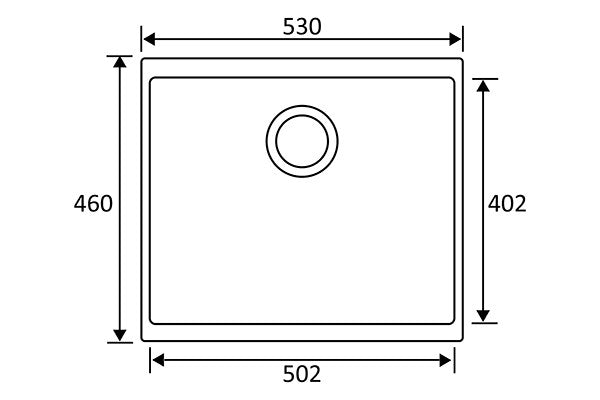 Stala Essent CEG-E50B keittiöallas, musta komposiitti mittapiirros