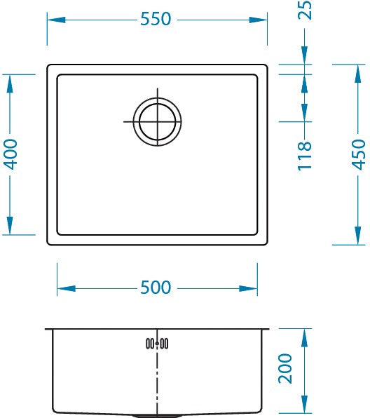 Stala MONARCH QUADRIX 50 BRONZE keittiöallas, mittakuva