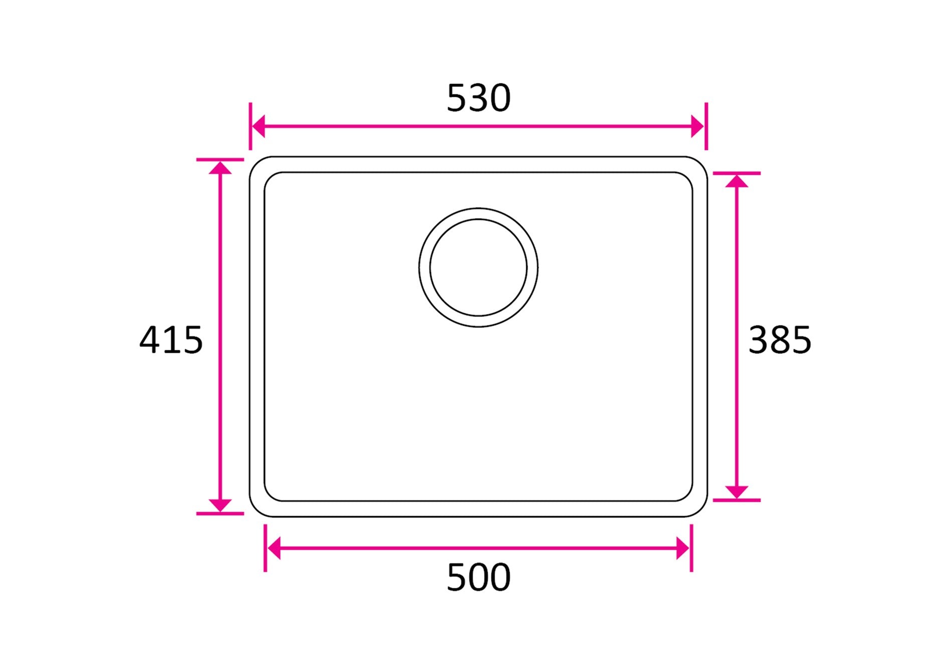 Stala One-50 keittiöallas, mittakuva
