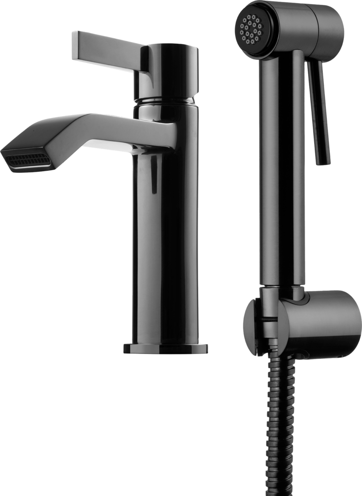 Tapwell ARM069 pesuallashana käsisuihkulla, musta kromi