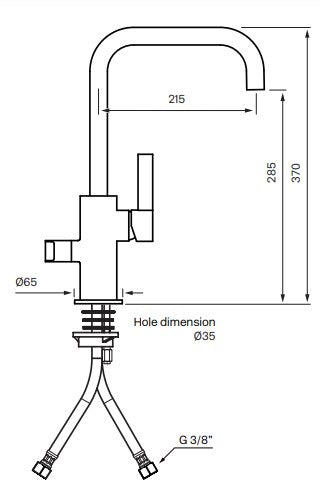Tapwell ARM584 keittiöhana, mittakuva