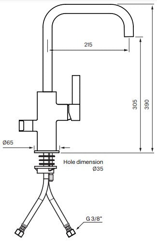 Tapwell ARM984 keittiöhana, mittakuva