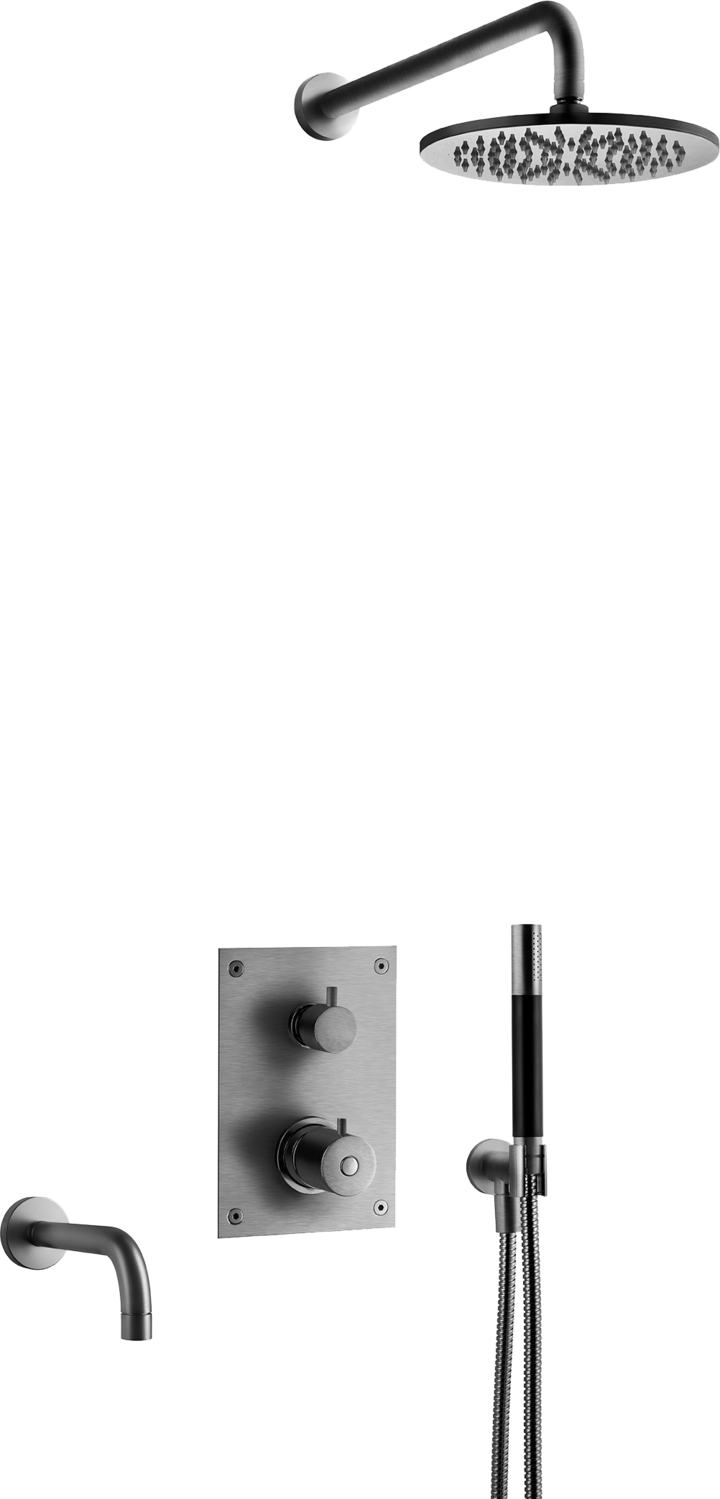 Tapwell BOX7368 harjattu musta kromi piiloasennus sadesuihku ammehanalla