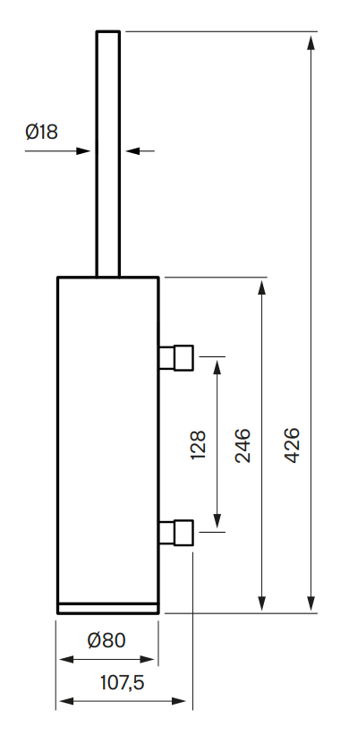 Tapwell TA220 Wc-harja, mittakuva