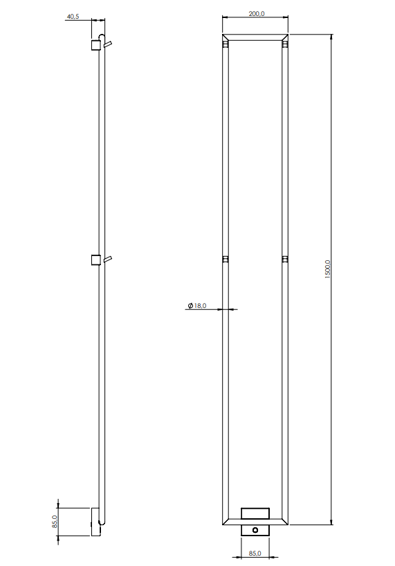 Tapwell TW1500-200 pyyhekuivain, mittakuva