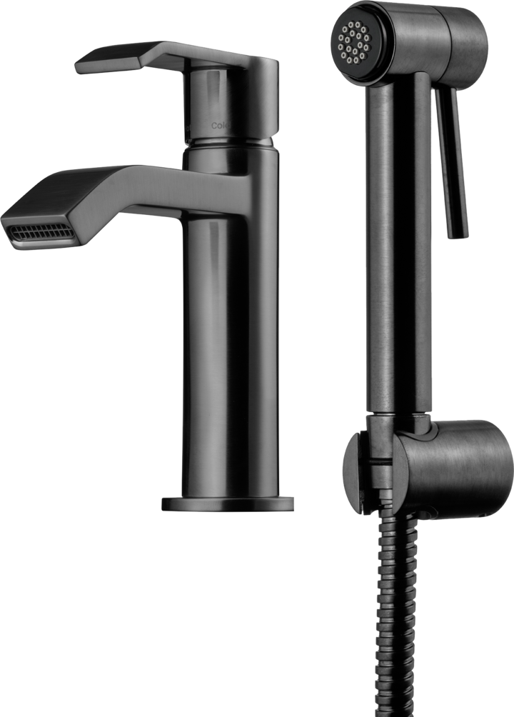 Tapwell VIC069 pesuallashana käsisuihkulla, harjattu musta kromi