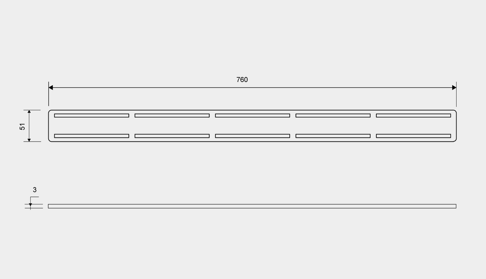 Unidrain ClassicLine ritilä, Anniversario, 800mm, mittakuva