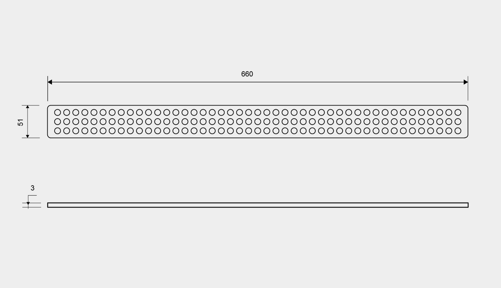 Unidrain ClassicLine ritilä, Classic, 700mm, mittakuva