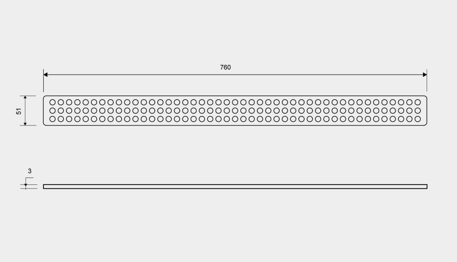 Unidrain ClassicLine ritilä, Classic, 800mm, mittakuva