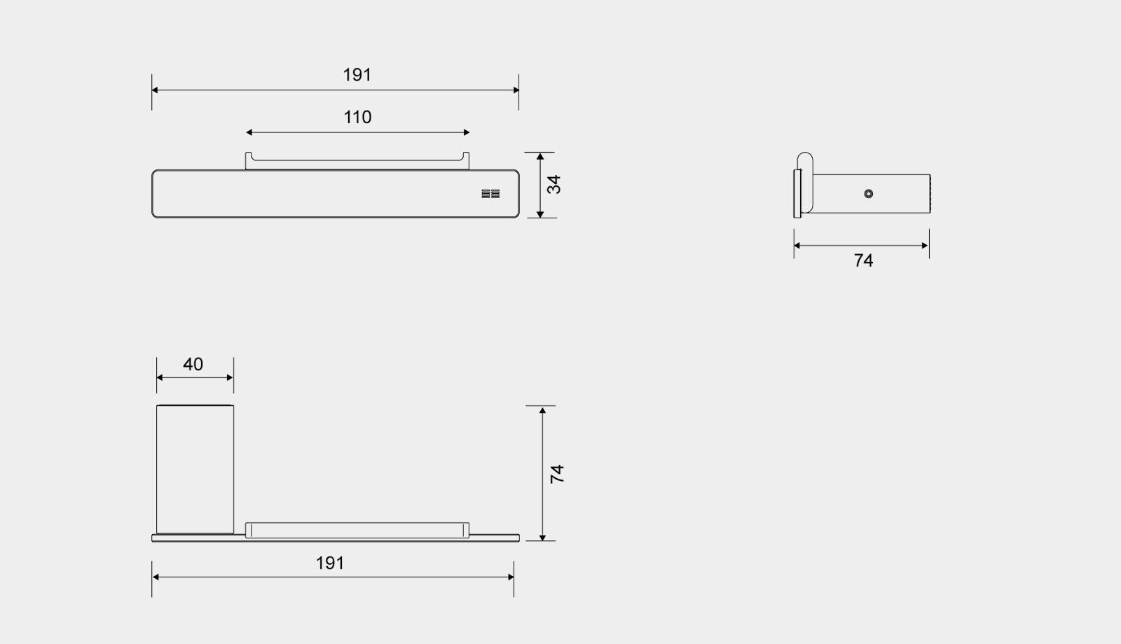 Unidrain Reframe Collection WC-paperiteline, mittakuva