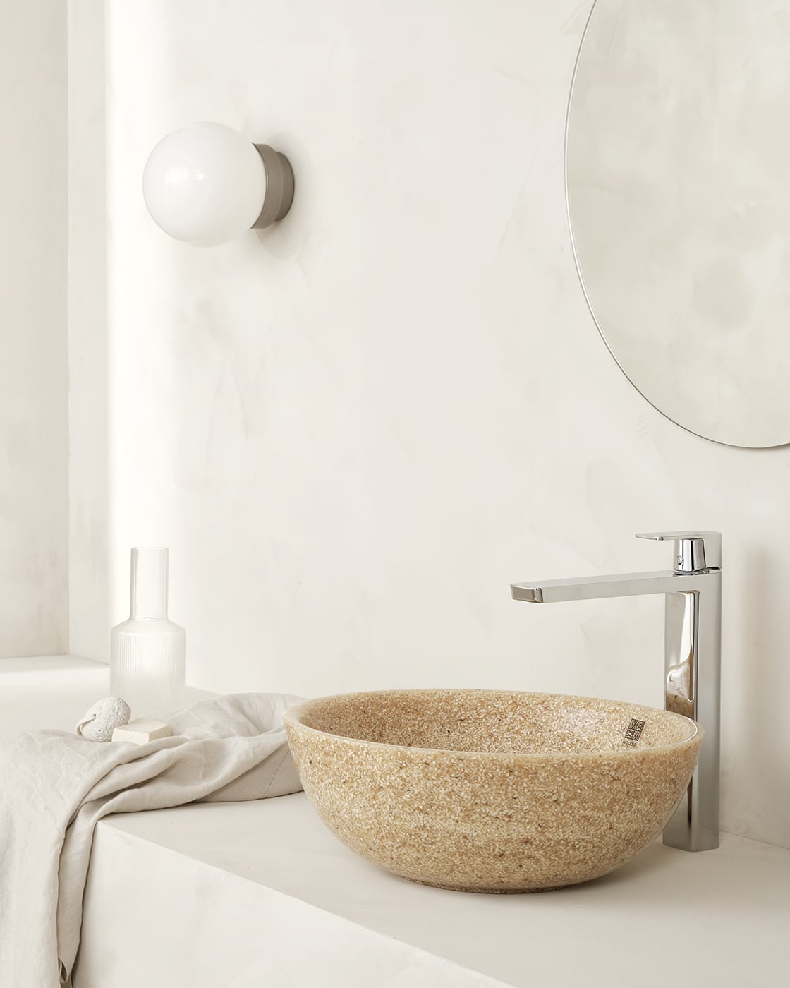 Woodio Soft40 malja-allas, kaunis käsienpesuallas korkealla hanalla