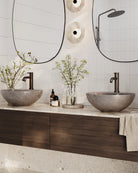 Woodio soft40 malja-allas hanapaikalla, tyylikäs kylpyhuone