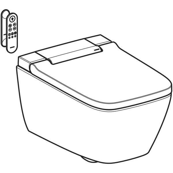 Geberit AquaClean Sela Square pesevä wc-istuin, seinä-WC, piirroskuva