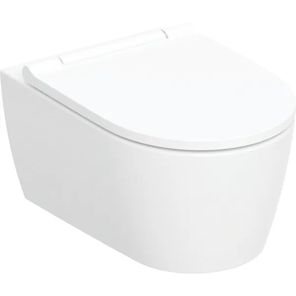 Geberit ONE -seinä-WC rimfree, suljettu muoto, TurboFlush, sisältää WC-istuinkannen, matta valkoinen
