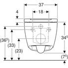 Geberit ONE -seinä-WC rimfree, suljettu muoto, TurboFlush, sisältää WC-istuinkannen, mittakuva etu