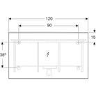 Geberit Option Plus Square -tasopeili 1200x32x700mm, suoralla ja epäsuoralla valaistuksella, mittakuva