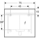 Geberit Option Plus Square -tasopeili 750x32x700mm, suoralla ja epäsuoralla valaistuksella, mittakuva