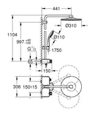 Grohe Euphoria SmartControl System 310 Duo sadesuihkusetti, 26507000, kromi, mittakuva