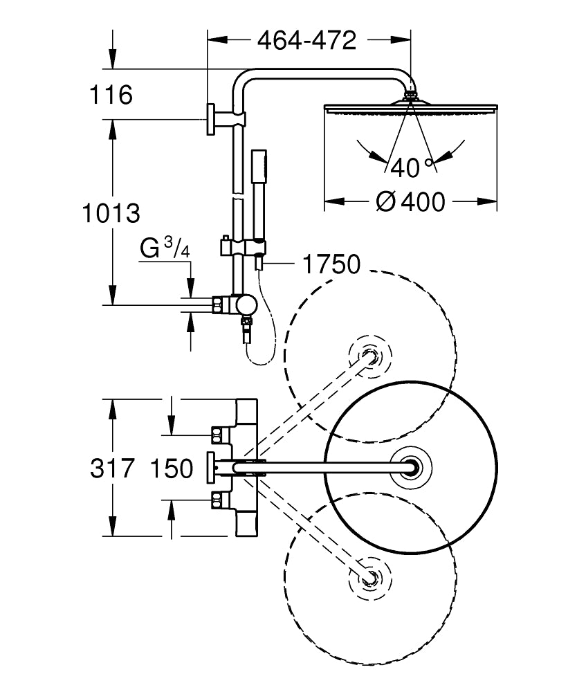 Grohe Rainshower System 400 sadesuihkusetti, 26713000, kromi