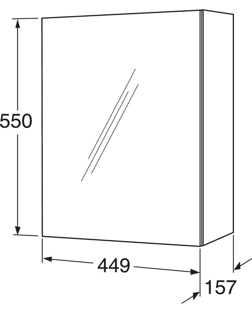 Gustavsberg Graphic Base peilikaappi - 45 cm, mittakuva