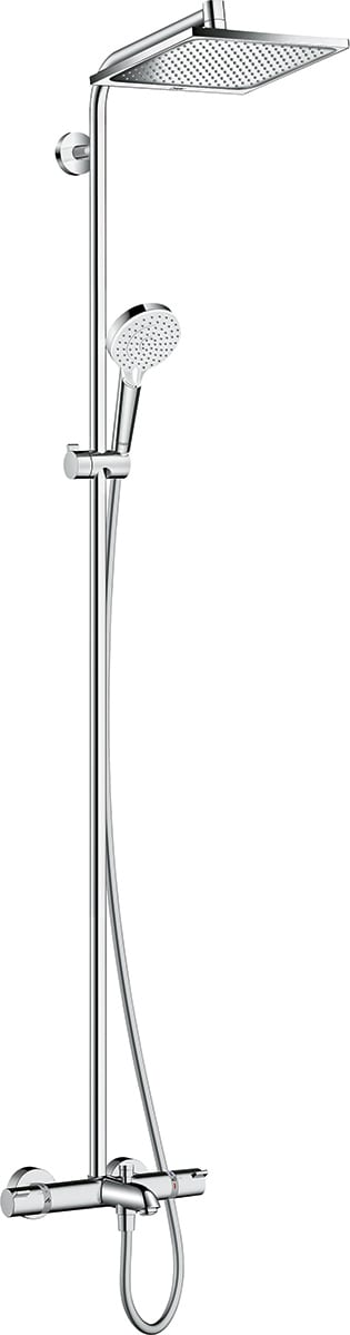 Hansgrohe Crometta E Showerpipe 240 1jet, amme/suihkutermostaatti, 27869000, kromi