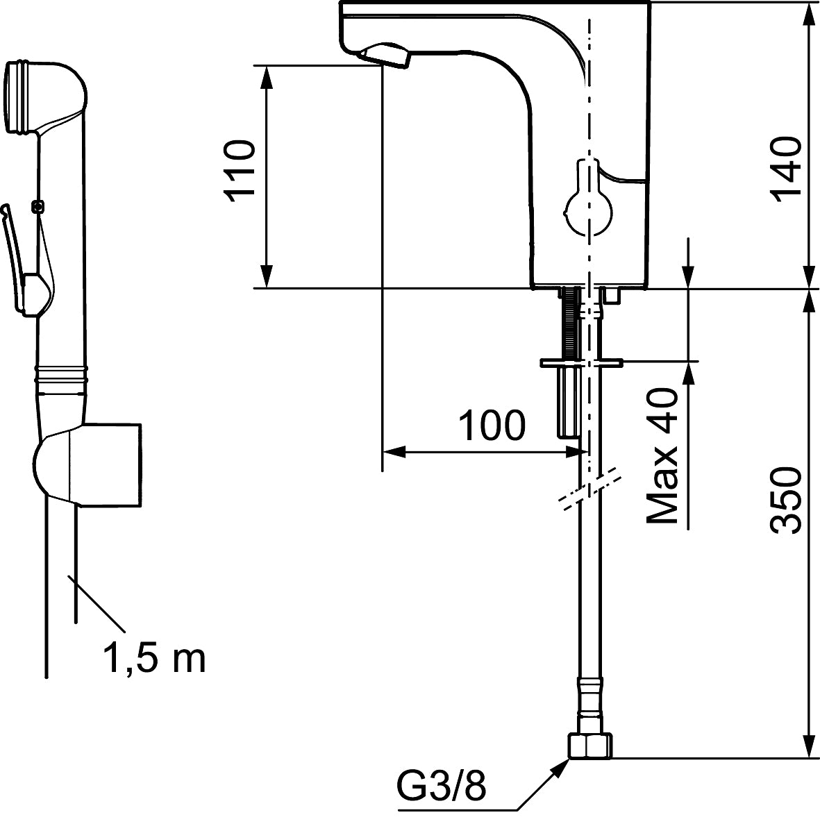 Mora MMIX Tronic pesuallasbidéhana, 720084, kromi, mittakuva